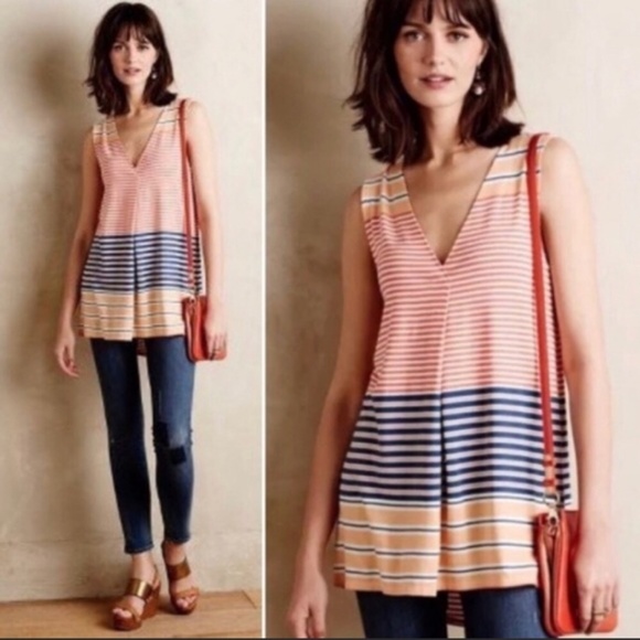 Anthropologie Tops - Anthropologie | Stripe Crescent Tunic Top